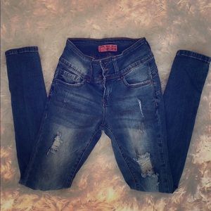 High waisted skinny jeans